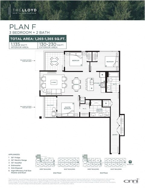 Floor plan for 3 beds, 2 baths, 1133 sqft